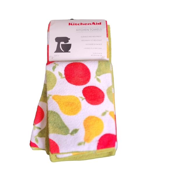 KitchenAid Set of 3 Kitchen Towels Multicolored Fruits Absorbent New.. - Picture 1 of 5